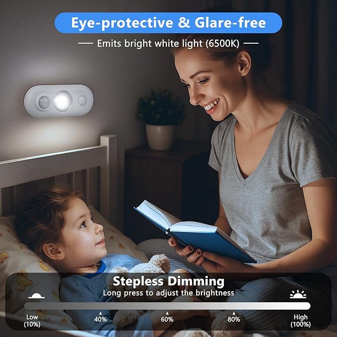 inShareplus LED Motion Sensor Puck Lights, Under Cabinet Lighting Indoor, USB Rechargeable Magnetic Night Light, 6500K Warm White Wireless Dimmable LED Lighting for Closet, Stairs, Kitchen (6 Pack)