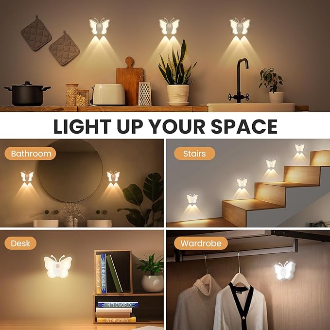 LOFTEK Motion Sensor Night Light, Rechargeable Stair Lights, Wireless with Magnetic Stick on Wall Light for Hallway, Bathroom, Bedroom, Kitchen, Portable for Outdoor Camping, Warm White, 1 Pack