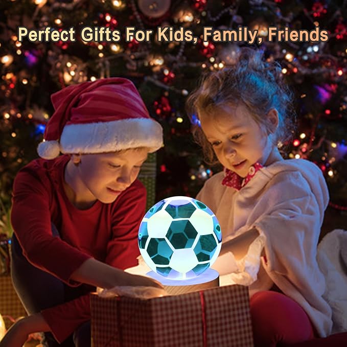 3D Soccer Crystal Ball Lamp,3.15inch Multi-Color Changing Bedroom Decor Night Lights,Christmas Birthday Gifts for Boys,Girls