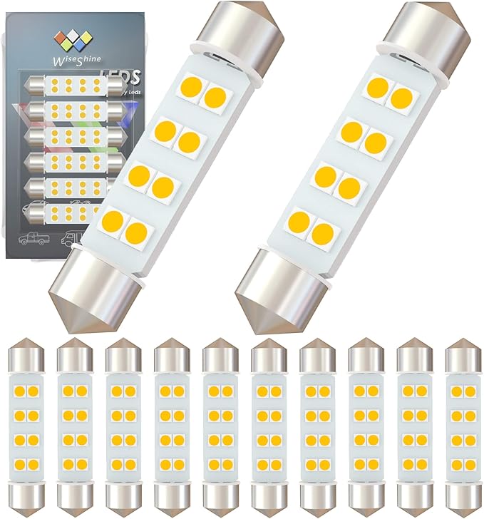 DC 24V 44mm Festoon LED Bulb 578 LED Car Bulbs Warm White 211-2 Navigation Bulb for Truck Interior Dome Reading Map Cargo Lights(Pack 12)