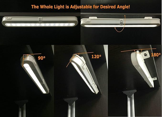 BLS T01L LED Closet Light, Super Bright 20 LED Under Cabinet Lighting Battery Powered/DC Input Wireless Motion Sensing Light, Auto On Off Switch, Motion Sensor & Light Sensor, Light Beam Adjustable