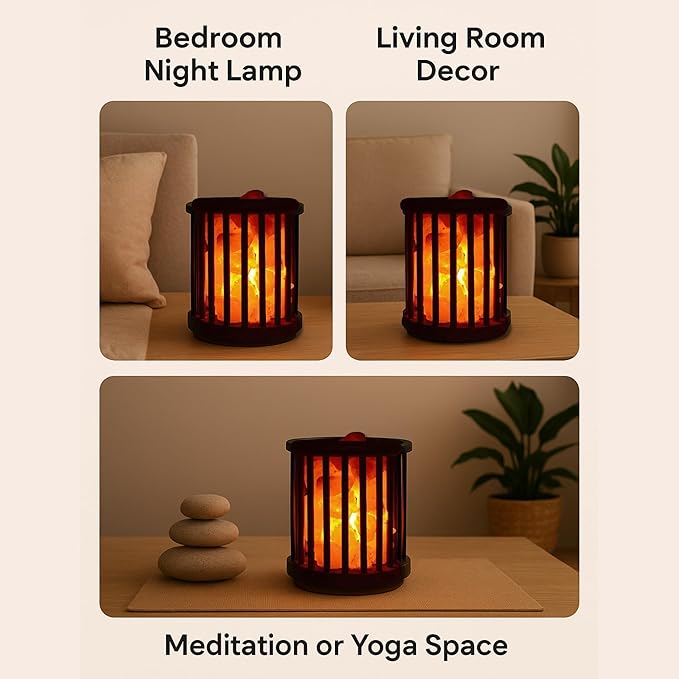Himalayan Pink Salt Lamp Cage – 7"(D) × 8.5"(H) Heated Rock Lamp for Relaxation, Detox & Home Spa