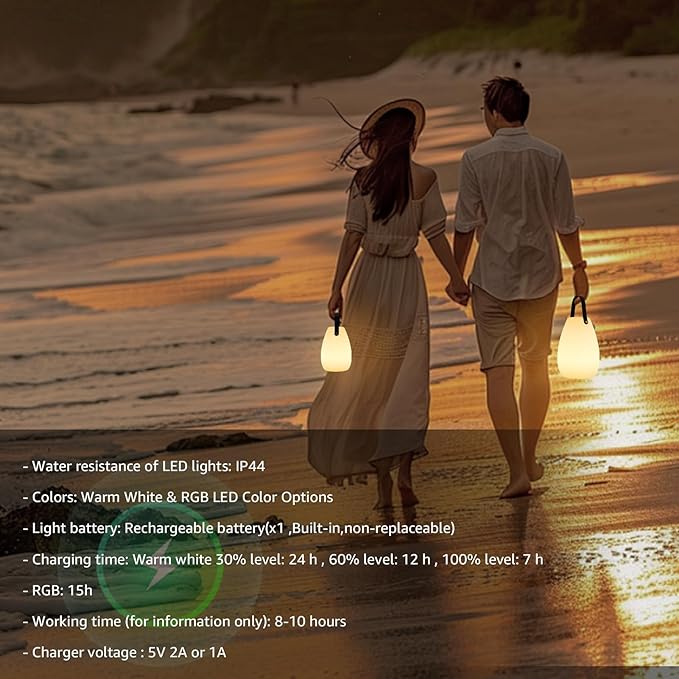 uuffoo 2 Pack Rechargeable Portable Table Lamp, Cordless RGB Lantern with Remote, Decorative LED Night Light, IP44 Waterproof Indoor Outdoor Lamp for Bedroom Patio Garden Wedding Party