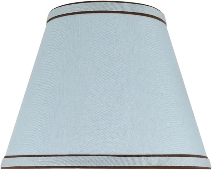 Aspen Creative 56056, Empire Uno Lamp Shade in Powder Blue with Brown Trim, 5" Top x 9" Bottom x 7" Slant Height, Slip UNO 33mm