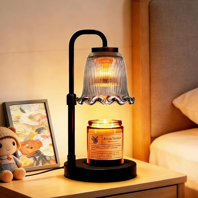 Candle Warmer Lamp with Timer Dimmer: 3 Timing Mode, 35W Safety Anti-Scalding, 4 Level Dimming Romantic Night - Wax Warmer for Scented Wax for Home Decor Gifts