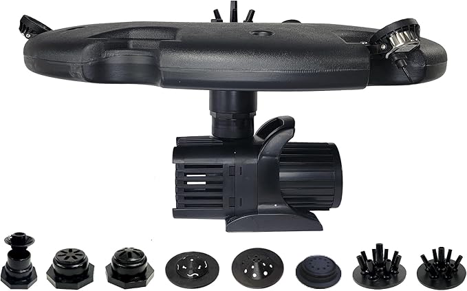 HALF OFF PONDS Floating Fountain, 1.2 HP Pond Aerator, 200 ft Cord, 10,000 GPH Water Pump, 11 Spray Patterns, Energy-Efficient, White LED Lights, for Large Ponds, Lakes & Water Gardens