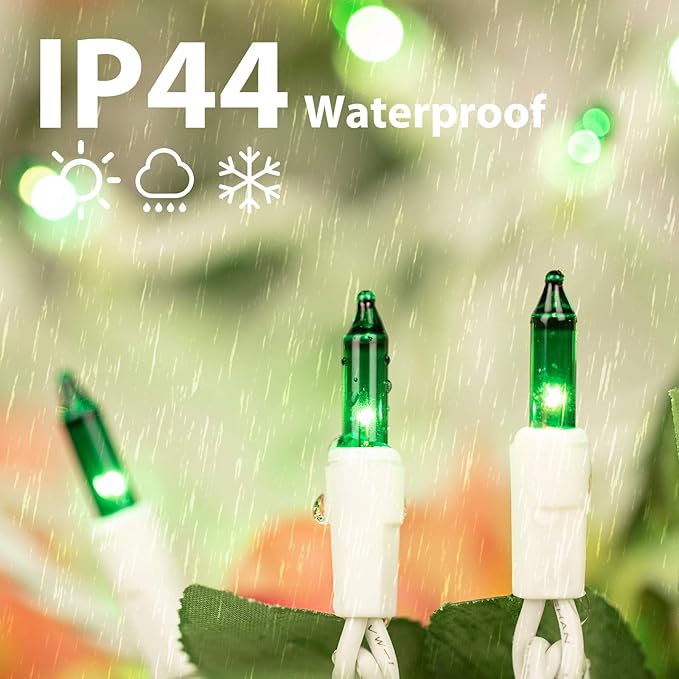Minetom St. Patrick's Day Mini String Lights, 100 Count 27 Feet Detachable Incandescent Bulb Waterproof Green Fairy Lights Plug in for Indoor Outdoor Party Patio Christmas Decoration, White Wire