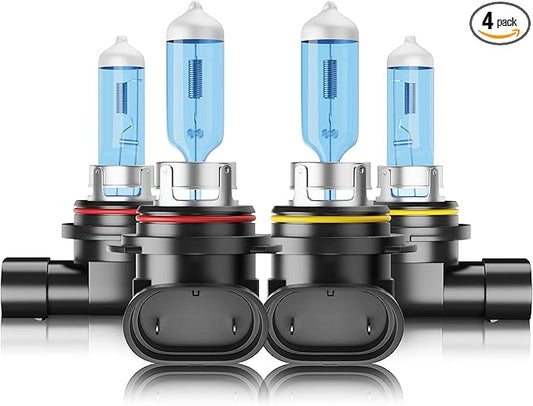 Halogen Headlight Bulbs Fit For Honda Accord Sedan 1999-2012, High Low Beam Headlamp Bulbs Combo, 100W 6000K White 300% Super Bright, Plug and Play, 4-Pack