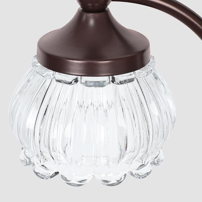 Brown Floor Lamps for Living Room Standing Lamp with 3 Brightness Lights Glass Shade 66.5in Flower Lamp for Bedroom Office Corner(3LED Bulbs Included)