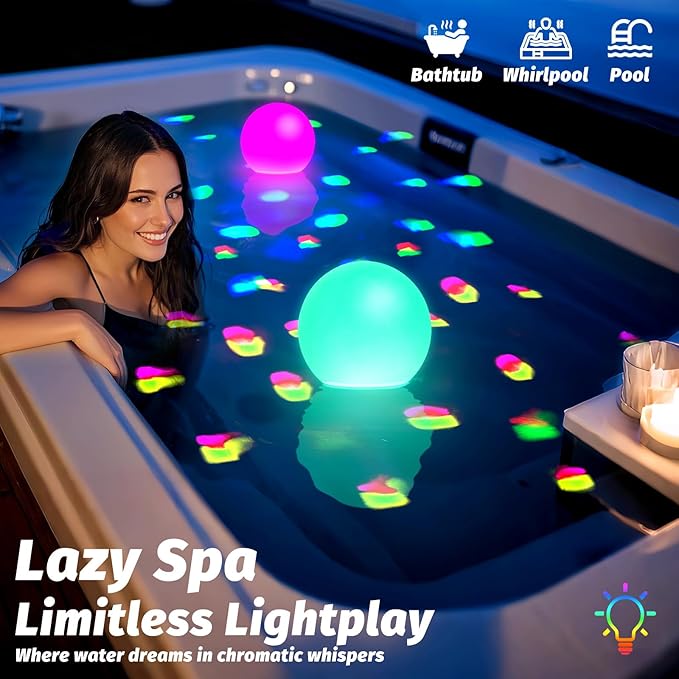 Floating Pool Lights, 6 Inch Light Up Pool Balls with Underwater Lights Show, Color Changing LED Pool Light That Float, IP68 Waterproof Floating Light for Pool, Party, Pond - 1pcs