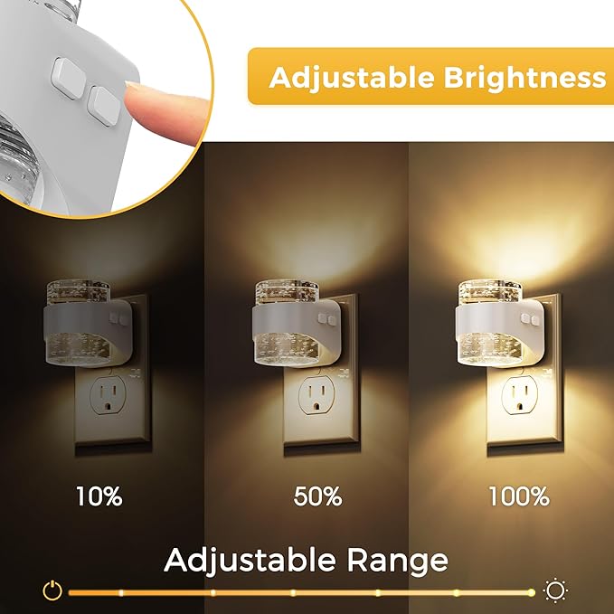 L LOHAS LED Night Light, 3CCT Bubble Night Lights Plug into Wall,4 Pack 3000K/4000k/5000K Adjustable Night Light,Dimmable Nightlights with Dusk to Dawn Sensor for Rooms Bathroom Hallway