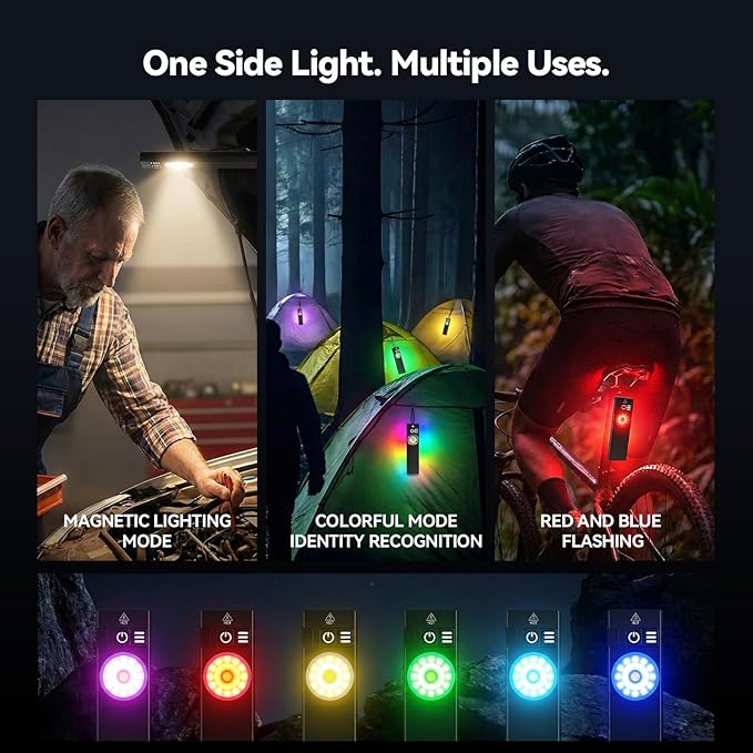 Rechargeable EDC Flashlight, Powerful RGB Flashights, 650 Lumens Portable Flat Mini Pocket Flashlight, IP67 Waterproof Multi-Mode Magnetic Keychain Flashlight for Home Working Camping Hiking Emergency