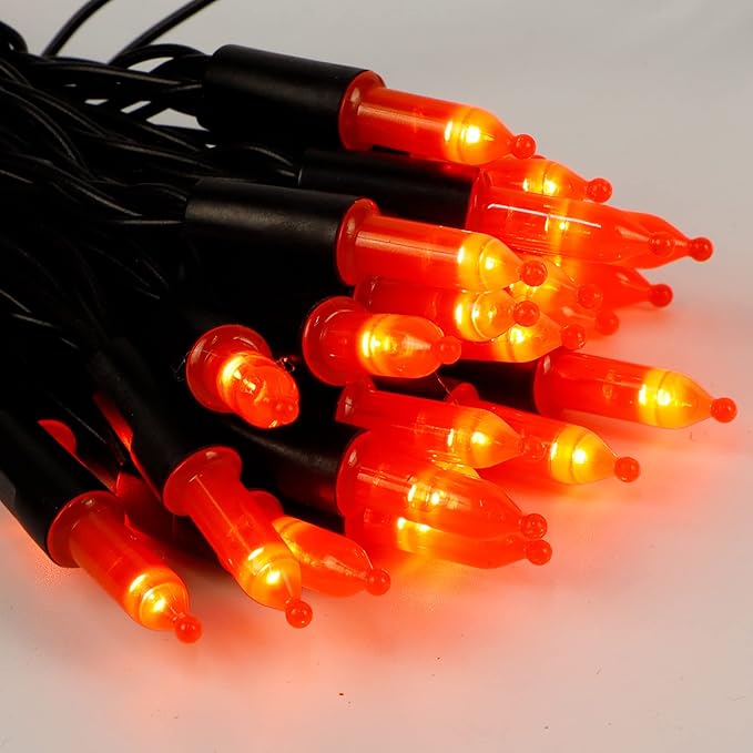 WATERGLIDE 2 Pack 50 LED Outdoor Halloween Lights, 16 FT Mini String Light with 8 Modes, Waterproof Battery Operated Tree Lights for Indoor Outdoor Patio Garden Party Wedding Decoration, Orange