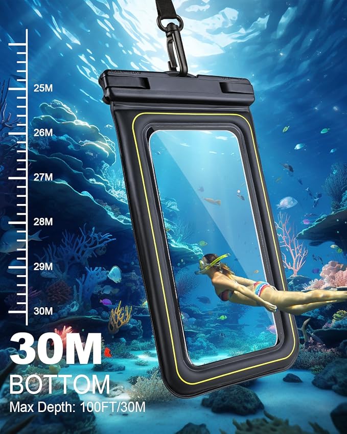 Waterproof Phone Pouch 2 Pack, IP68 Floating Waterproof Phone Case, Up to 8.3" Dry Bag for iPhone 17 16 15 14 13 Pro Max Samsung S25 Ultra S24 S23, Kayak/Beach/Cruise Travel Essentials Black