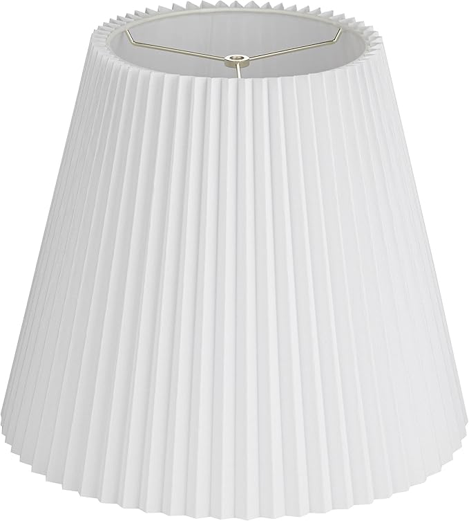 Hardback Knife Pleated Empire Lamp Shade Brussels White Large 10" Top x 17" Bottom x 14.75" Slant x 14.5" High Spider with Replacement Harp and Finial - Springcrest