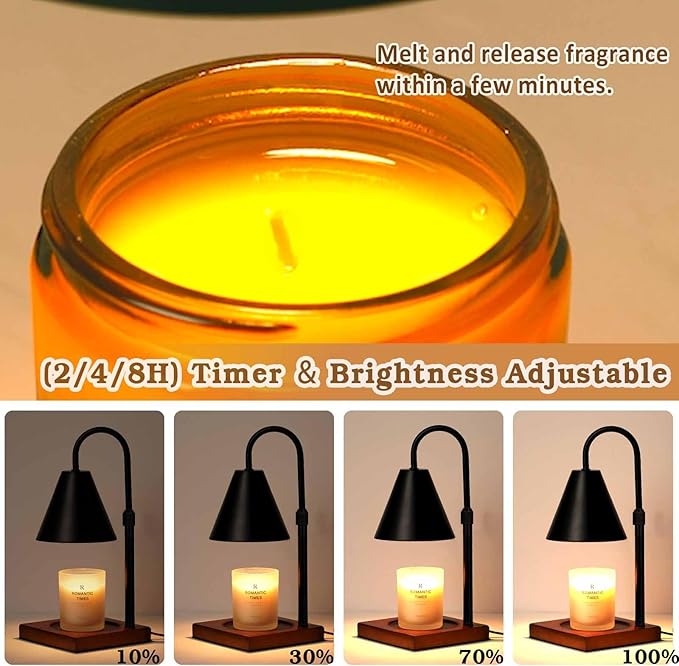 Modern Candle Warmer Lamp with Timer, Dimmable Candle Lamp Warmer, Men for Women Birthday Gifts, Black Candle Warmer, Adjustable Candle Light Warmer, Cozy Living Room Bedroom Home Decor