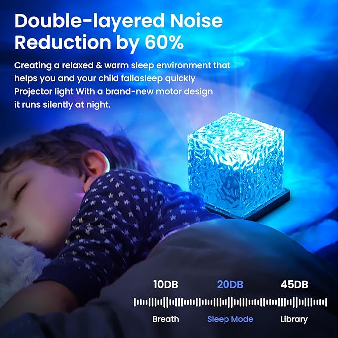 Northern Lights Ocean Wave Projector Light,16 Colors Gradual Rotating Water Cube Lamp,Underwater Projector Light with Remote Control for Kids Adults,Ocean Wave Night Light for Bedroom