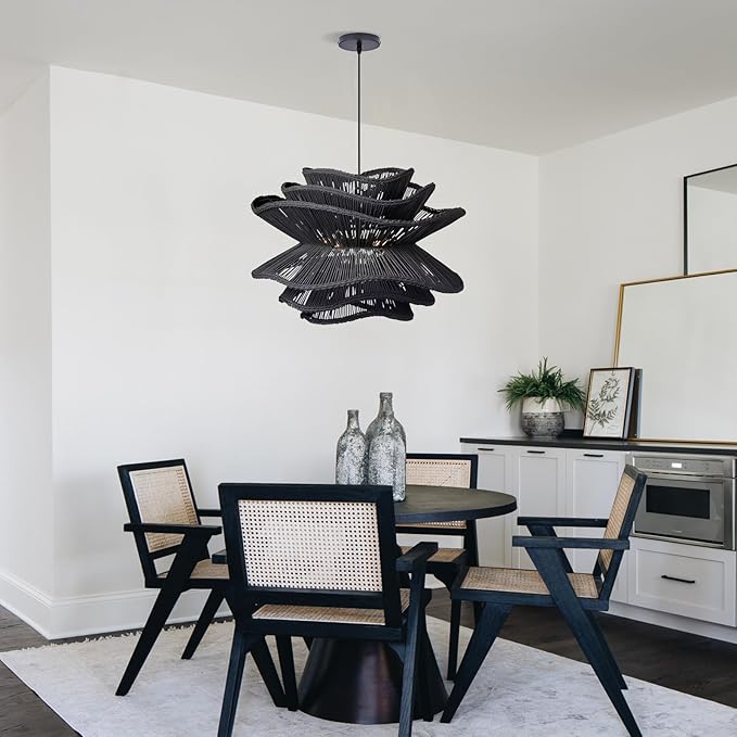 Arturesthome Industrial 5.9" Black Ceiling Canopy Kit,Single Hole Extra Depth and Width Ceiling Plate for Pendant Light or Chandelier