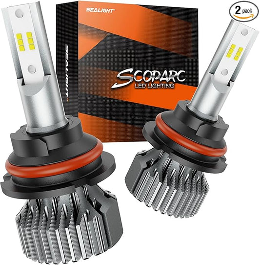 SEALIGHT 9004/HB1 Fog Bulb, 32000LM Ultra-Bright, 6000K Pure White, Fanless Light No Noise, 3-Minute Plug-and-Play, 1:1 Size, IP67 Powersports Accessory, IP67 Waterproof, Pack of 2