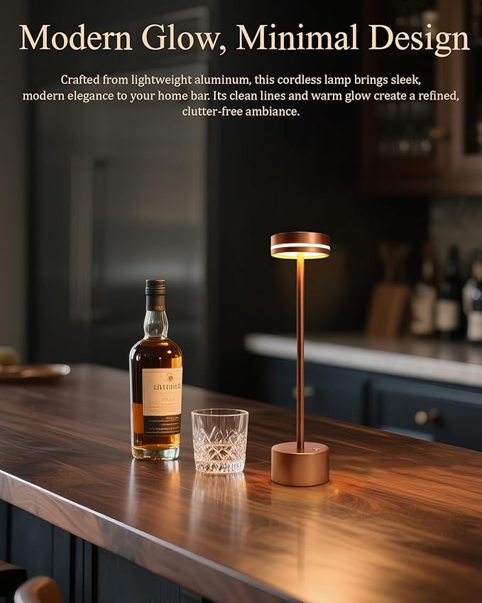 2 Pack LED Cordless Table Lamp Rechargeable, 5000mAh Portable Battery Operated LED Desk Lamp, 3 Color Dimmable Table Light for Home Office/Dining/Nightstand for Home Décor – Reddish Brown