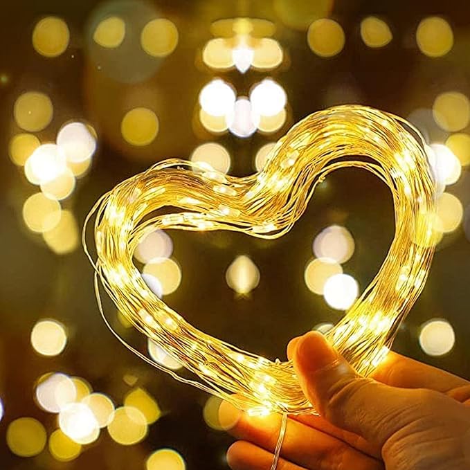 LAMPHOME 100 LED 33FT Fairy Lights Battery Operated with Remote, Mini Starry String Lights,Multi Functions & Timer, Twinkle Light for Christmas Home Bedroom Wedding DIY Centerpiece Decor,Warm White