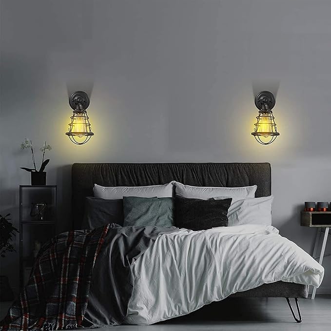 Industrial Light Cage Replacement 4 Pack, DIY Vintage Style Metal Light Shade for Pendant Light Wall Lamp, Edison Lamp Guard, Industrial Lamp Cage, Wall Light Guard