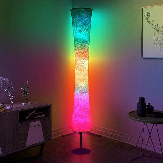AKT LIGHTING 59''Smart LED Floor Lamp, RGB Mood Lamp, Corner Floor Lamp with Music Sync, Color Changing, APP and Remote Control, Standing Lamp for Bedroom Living Room