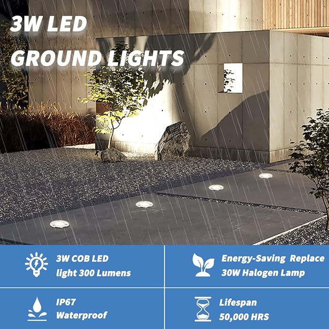 EAGLOD LED Landscape Lights 12-Pack | 3W Low Voltage Well Lights | IP67 Waterproof | 3000K Warm White