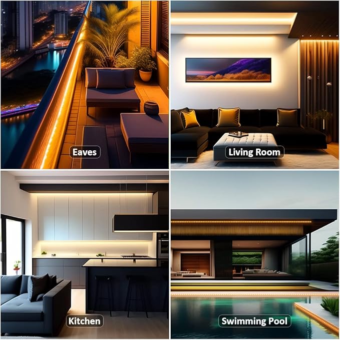 NOVOSTELLA 20ft Waterproof Tunable White LED Strip Lights, Dimmable Flexible Rope Light 3000K-6500K 12V Tape Light with Remote, Ribbon for Outdoor and Indoor Bedroom Home Mirror Kitchen Bar Cabinet