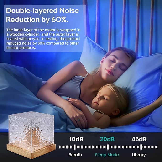 Ocean Wave Projector Light with 16 Colors Rechargeable Luminorthe Cube Lamp for Bedroom Decor/Party/Christmas Gifts/Tiktok Live/Room Decor- 4.4inch