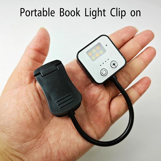 5 Pack Rechargeable Book Lights for Reading at Night in Bed Rechargeable LED Book Light with Memory Function Lightweight Booklight Bulk Clip on Small Travel Reading Lamps for Book Lovers USB Charging