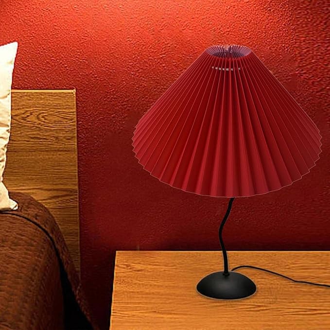 Pleated Table Lamp Shade Replacement Home Decor Lighting Fixtures Light Cover Floor Lamp Shade for Office, Red