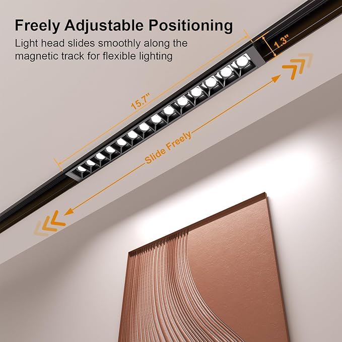 Track Lighting Rail Kit, 2PCS Magnetic Track Lighting Rail, 2PCS 15W Grille Spotlight Magnetic Track Head, 1PCS 200W Low Voltage LED Power Driver, Complete Track Lighting kit for Living Room, Kitchen