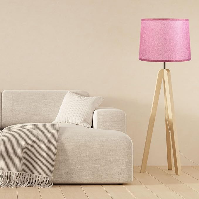 PATIKIL Lamp shades for Table Lamps Set of 2, 11.4" Top x 12.6" Bottom x 9.8" High Drum Lamp shades for Floor Lamps Medium Linen Lampshade Easy Assembly for Lamp Replacement, Pink
