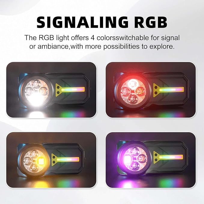 Rechargeable Flashlights EDC Clip-on Light, Bright 680 Lumens Pocket Flashlight, Combines Spotlight/Floodlight/RGB Light, Magnetic, IPX6 Waterproof for Cycling, Repairing (Black)