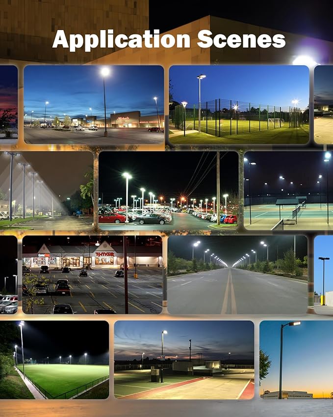 YXL LED Parking Lot Light, 200W LED Shoebox Light with Dusk to Dawn Photocell,28000LM 5000K Daylight Arm Mount, IP65 Waterproof, LED Area Light for Parking Lot Sports Stadium, 3 Pack, L2115200