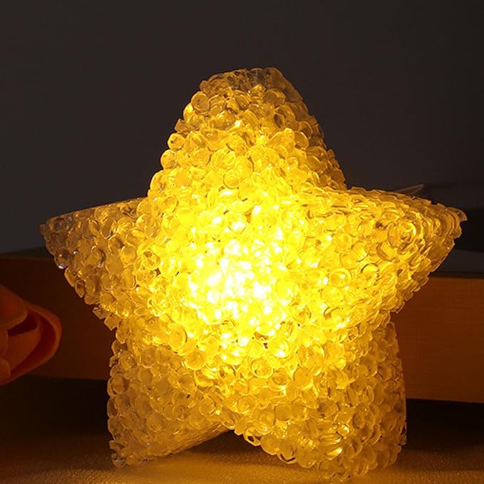 Star Lights, Handheld Star Shape Acrylic Battery Powered Soft Glow Desk Table Lamp Night Light for Chorus Decor, 3.14 x 3.14 x 1.57in (Yellow Light)