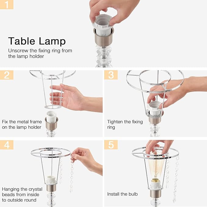 Acaxin Crystal Table Lamps for Bedroom Nightstand - Touch Bedside Lamps with Two USB Charging Ports Silver, 3 Way Dimmable Small Glam Lamp for Girls, Night Stand Lamp for Living Room
