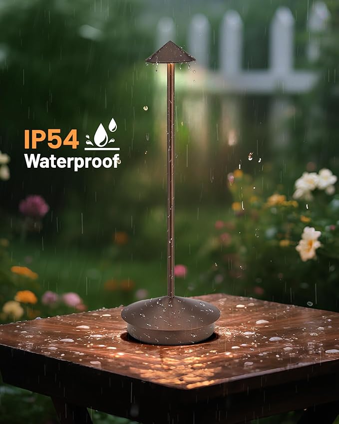 Portable Led Cordless Lamp Table Light 2 Pack, Rechargeable 6000mAh Battery Outdoor Table Lamp for Dinning Restaurant Patio Bedroom Camping, IP54 Waterproof, Dimmable