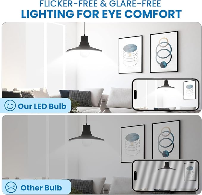 Super Bright LED Light Bulbs, 150 Watt Equivalent, 5000K Daylight White, 2600 High Lumen, E26 Base, Non-Dimmable, A21 19W Energy Efficient Bright White LED Bulbs for Home Office Porch, 2-Pack