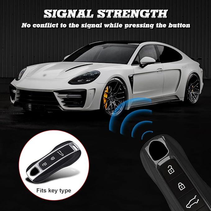 x xotic tech Glossy Black Remote Key Covers Case, Compatible with Porsche Cayenne Cayman Panamera 971 Macan Taycan 911 991 918 Carrera 992, 3PCS Smart Key Fob Painted Keyless Entry Protectors