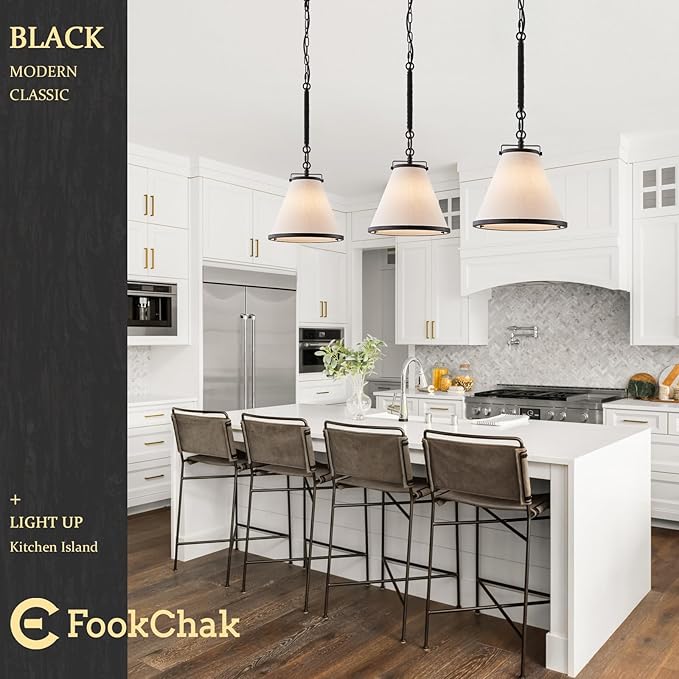 White Linen Pendant Lights for Kitchen Island Hemp Rope Black Hanging Pendant Light with Linen Lampshade 10in Transitional Pendant Light for Kitchen Sink Entryway Dining Room