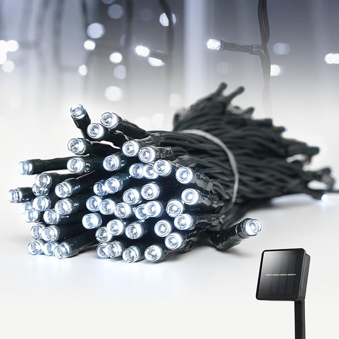Dailyart Solar String Lights for Outside,50ft Solar Lights Outdoor Waterproof 100 Led Solar Fairy Lights 8 Lighting Mode Solar String Lights Idea for Garden,Courtyards,Trees(Cool White)
