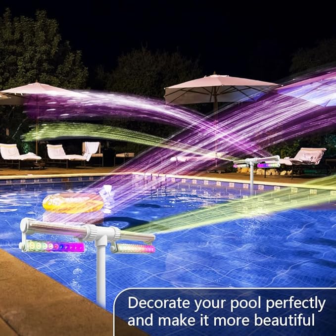 Pool Fountain Lights Waterfall for Above & In-Ground Pools with LED Lights, Remote Control for Above Ground Pool