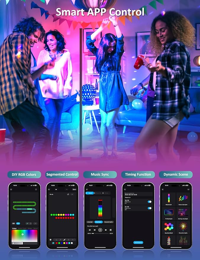 Corner Floor Lamp, 2 Pack LED Corner Lamp with APP and Remote Control, 16 Million DIY Colors & Warm White, Music Sync, Timing Function, Color Changing Ambient Lights for Living Room, Bedroom, Gaming