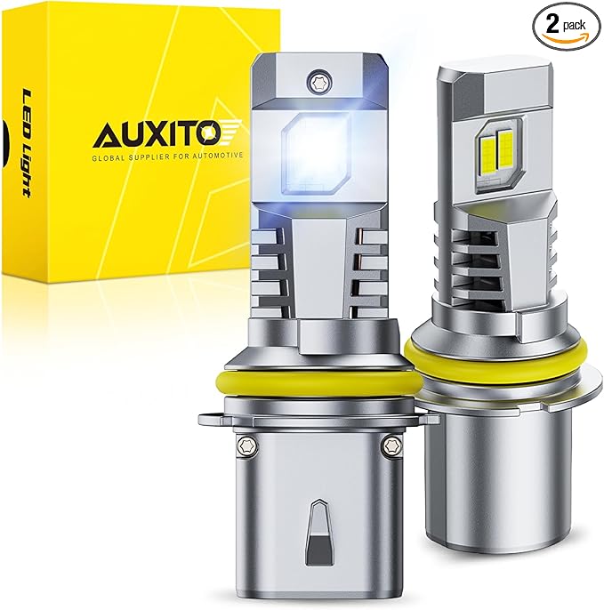 AUXITO 9007 Bulbs, 50000LM Ultra-Bright HB5 Light, Direct Insert 5 Mins Installation, 50000Hrs Long Lifespan, No Flicker, 99% Compatibility, Pack of 2