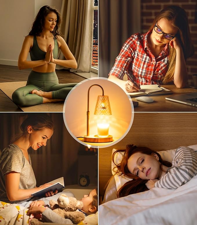 Candle Warmer Lamp with Timer - Adjustable Height Dimmable Warmer Candle Lamps Candle Warmer Lamp Wax Melt Warmer with 2Bulbs for Women Christmas Birthday Gifts