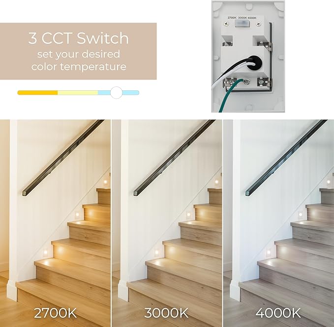 Builder Essentials Indoor or Outdoor 120V Input LED Step or Patio Deck Light Vertical Orientation with 3-CCT 2700K-3000K-4000K Selectability in Bronze