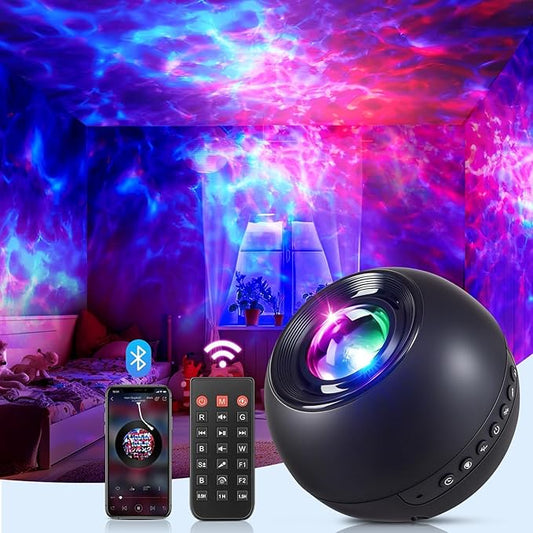 One Fire Upgrade Star Projector Galaxy Light,15 Colors Night Light Projector Lights,Bluetooth&15 White Noise Sound Machine With Light Projector Mood Lighting,Remote Planetarium Projector for Kids Gift