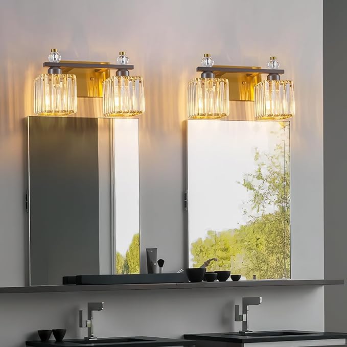Black Gold Bathroom Vanity Lights Crystal Vanity Light Bathroom Lighting Fixtures 2 Light Modern Vanity Lighting Fixtures